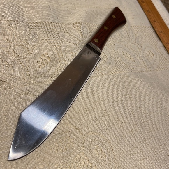 Ekco Eterna Vintage Butcher knife wooden handle straight Sharp Blade EUC - Picture 5 of 5